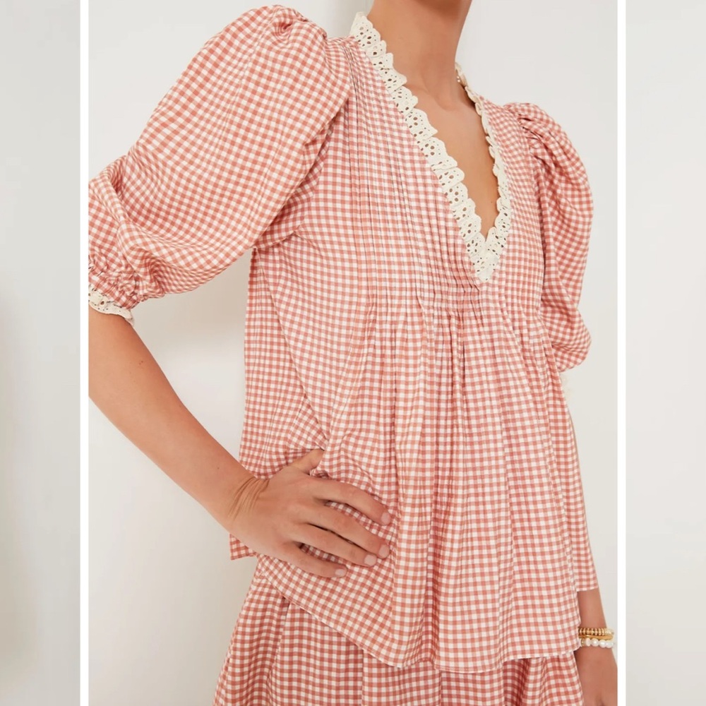HUNTER BELL Terracotta/Burnt Orange Gingham Blouse